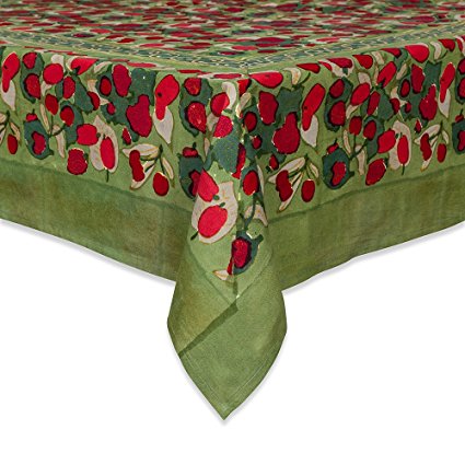Couleur Nature 71-inches by 128-inches Fruit Tablecloth, Red/Green
