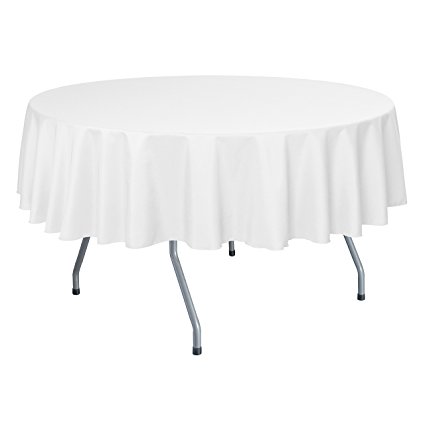 Ultimate Textile (10 Pack) 60-Inch Round Polyester Linen Tablecloth - for Wedding, Restaurant or Banquet use, White