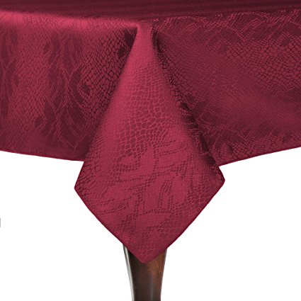 Ultimate Textile (5 Pack) Damask Kenya 60 x 60-Inch Square Tablecloth - Home Dining Collection - Snakeskin Jacquard Design, Bordeaux Red