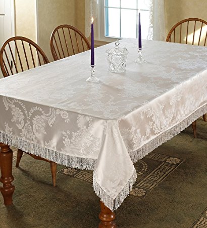Majestic Damask Design Tablecloth - White 60