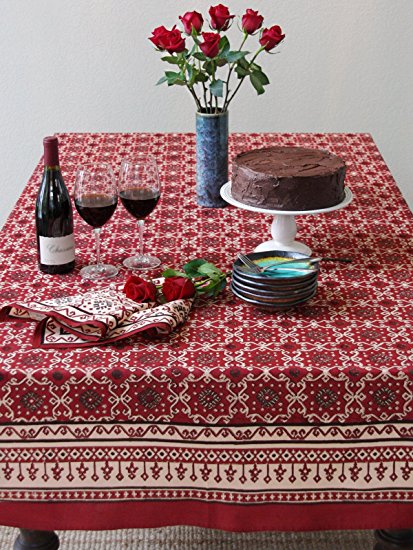 Ruby Kilim ~ Rustic Red Holiday Decorative Table Cloths 70x120