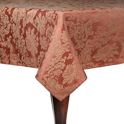 Ultimate Textile (3 Pack) Damask Miranda 72 x 120-Inch Oval Tablecloth - Home Dining Collection - Floral Leaf Two-tone Jacquard Design, Sienna Burnt Orange