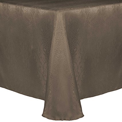 Ultimate Textile (5 Pack) Damask Kenya 70 x 104-Inch Oval Tablecloth - Home Dining Collection - Snakeskin Jacquard Design, Sand Beige