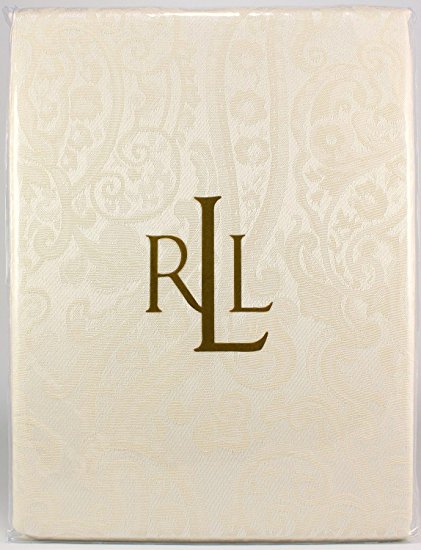 Ralph Lauren Paisley Parchment Ivory Tablecloth, 70-by-120 Inch Oblong Rectangular