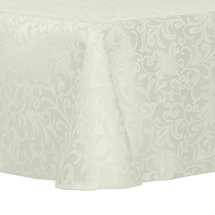 Ultimate Textile (3 Pack) Damask Somerset 60 x 120-Inch Oval Tablecloth - Home Dining Collection - Scroll Jacquard Design, Ivory Cream