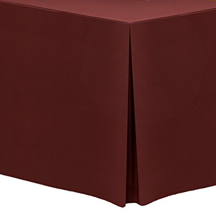 Ultimate Textile (3 Pack) 8 ft. Fitted Polyester Tablecloth - for 18 x 96-Inch Banquet and Folding Rectangular Tables, Terracotta