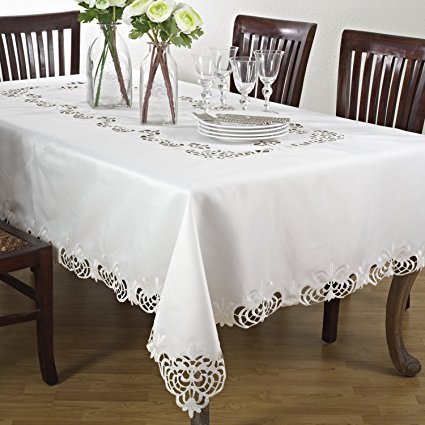 Saro LifeStyle 114.I70120B Cutwork Lace Tablecloth , Ivory, 70