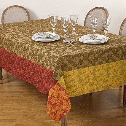 Multi Color Fall Leaf Holiday Thanksgiving Harvest Foliage Cotton Tablecloth, 70