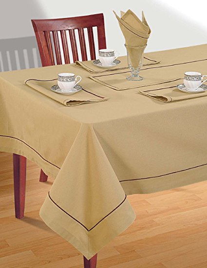 ShalinIndia Oatmeal Beige Table cloth Spring Decorations for Home Size- 136 X 52 inches