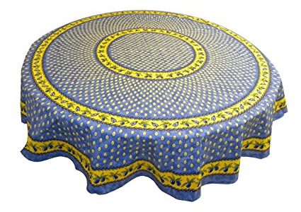 Le Cluny Monaco Coated Tablecloth, Blue 70″ Round Review