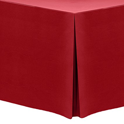 Ultimate Textile (2 Pack) 8 ft. Fitted Polyester Tablecloth - for 24 x 96-Inch Banquet and Folding Rectangular Tables, Holiday Red