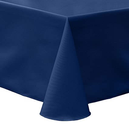 Ultimate Textile (17 Pack) Poly-cotton Twill 72 x 120-Inch Oval Tablecloth - for Home Dining Tables, Navy Blue