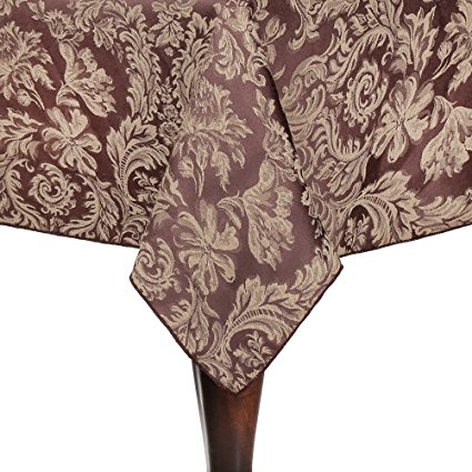 Ultimate Textile (5 Pack) Miranda 60 x 90-Inch Rectangular Damask Tablecloth - Jacquard Weave, Chocolate Brown