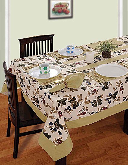 ShalinIndia Colorful Multicolor Cotton Spring Floral Tablecloths Tables 60 X 90 Inches, Including Runner & Napkins