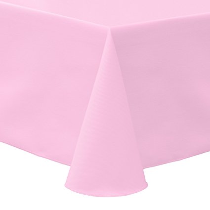 Ultimate Textile (40 Pack) Poly-cotton Twill 52 x 70-Inch Oval Tablecloth - for Home Dining Tables, Light Pink