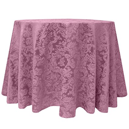 Ultimate Textile (5 Pack) Miranda 72-Inch Round Damask Tablecloth - Jacquard Weave, English Rose Pink