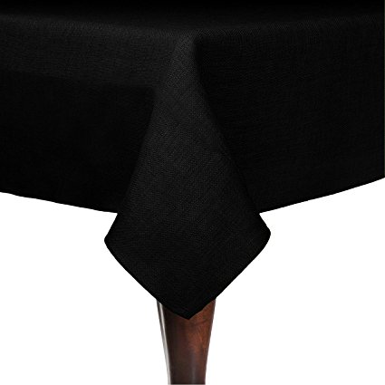 Ultimate Textile (3 Pack) Faux Burlap - Havana 60 x 90-Inch Rectangular Tablecloth - Basket Weave, Black