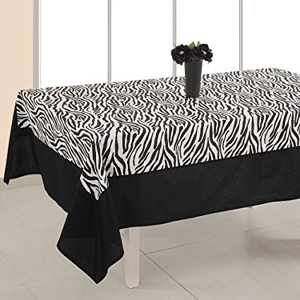 ShalinIndia Tablecloth 56 x 140 Inches Rectangular - Zebra Print Cotton - Indian Home Table Decor