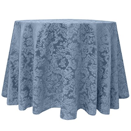 Ultimate Textile (5 Pack) Miranda 60-Inch Round Damask Tablecloth - Jacquard Weave, Slate Blue