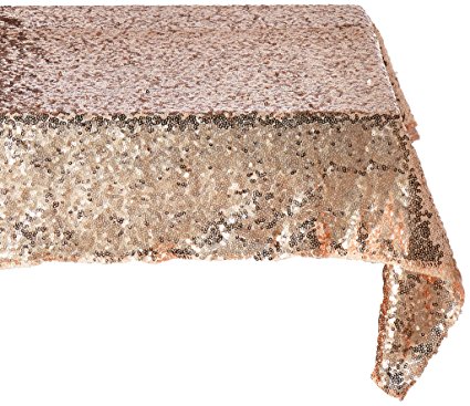 8FT 90''x156'' Sparkly Royal Rose Gold Square Sequins Wedding Tablecloth, Sparkly Table cloth for Wedding, Event