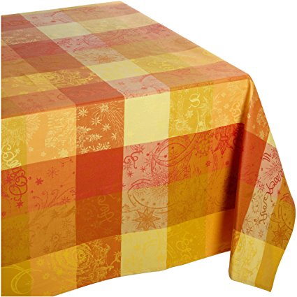Garnier Thiebaut Mille Couleurs 100% two-ply twisted cotton 71-Inch by 98-Inch Tablecloth, Soleil, Made in France