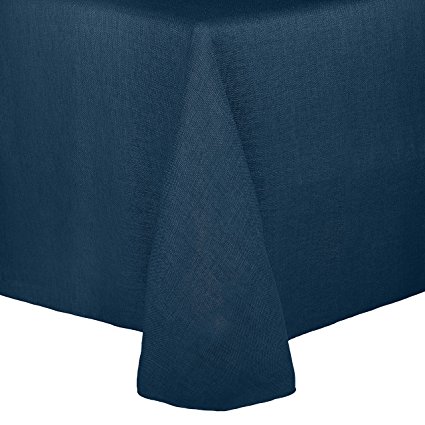 Ultimate Textile (3 Pack) Faux Burlap - Havana 60 x 120-Inch Oval Tablecloth - Basket Weave, Navy Blue