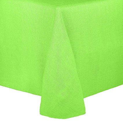 Ultimate Textile (5 Pack) Faux Burlap - Havana 72 x 120-Inch Oval Tablecloth - Basket Weave, Lime Green
